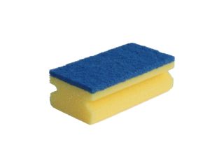 Easy grip foam backed scourer for professional use, 10 pcs. / package (yellow with blue scouring surface)